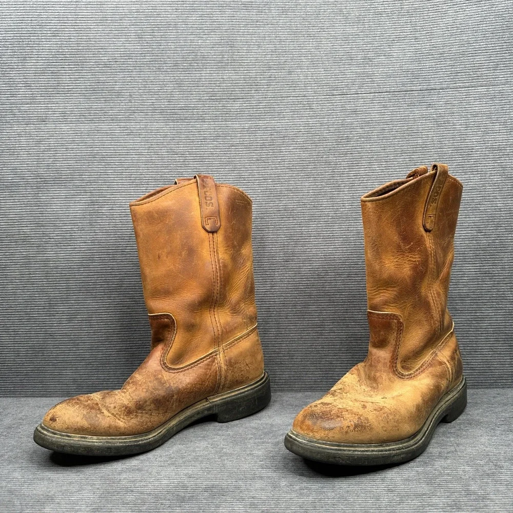 Red Wing SuperSole Pecos Work Boots Mens 7.5 D Brown Leather Made in USA 1105